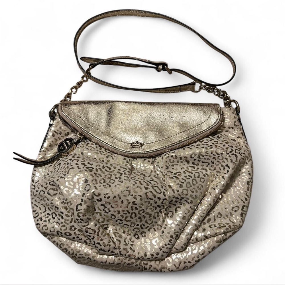 Leopard Print Metallic Shoulder Bag